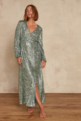 CLEOPATRE GREEN-BLUE MAXI DRESS