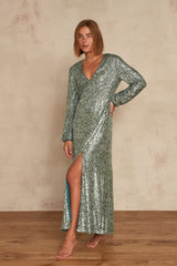 CLEOPATRE GREEN-BLUE MAXI DRESS