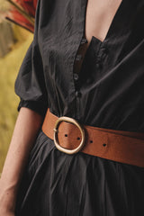 STELLA DARK BROWN LEATHER BELT