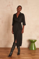 CARMEN BIS BLACK WRAP DRESS