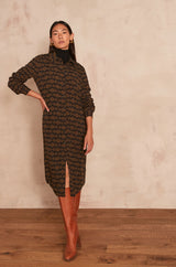 CENDRINE GREEN PRINTED MAXI DRESS