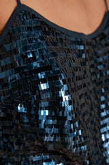 AGDA PETROLE SEQUIN DRESS