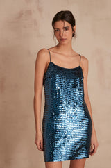 AGDA PETROLE SEQUIN DRESS