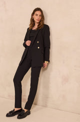 LARA BLACK MICROFIBRE CIGARETTE TROUSERS