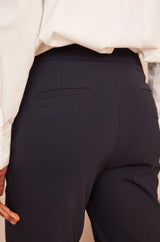 LARA NAVY MICROFIBRE CIGARETTE TROUSERS