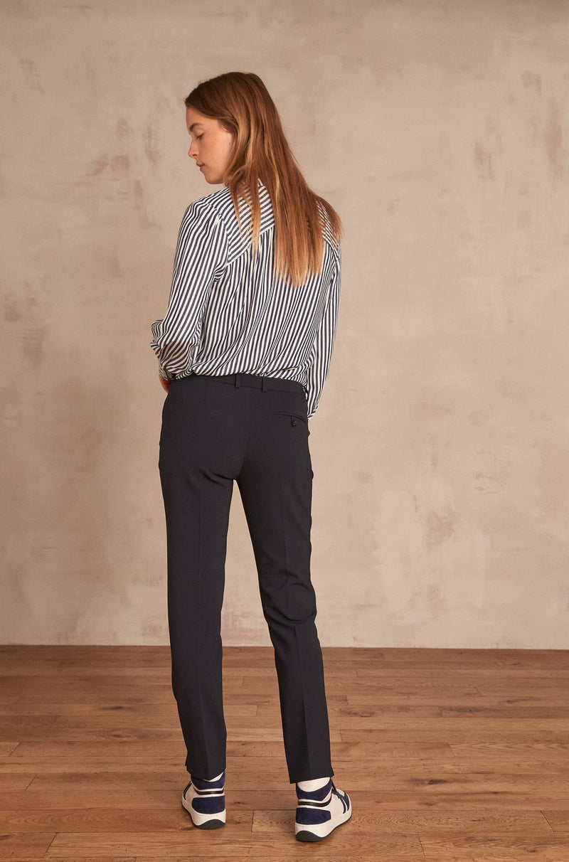 VALERO NAVY MICROFIBRE CIGARETTE TROUSERS