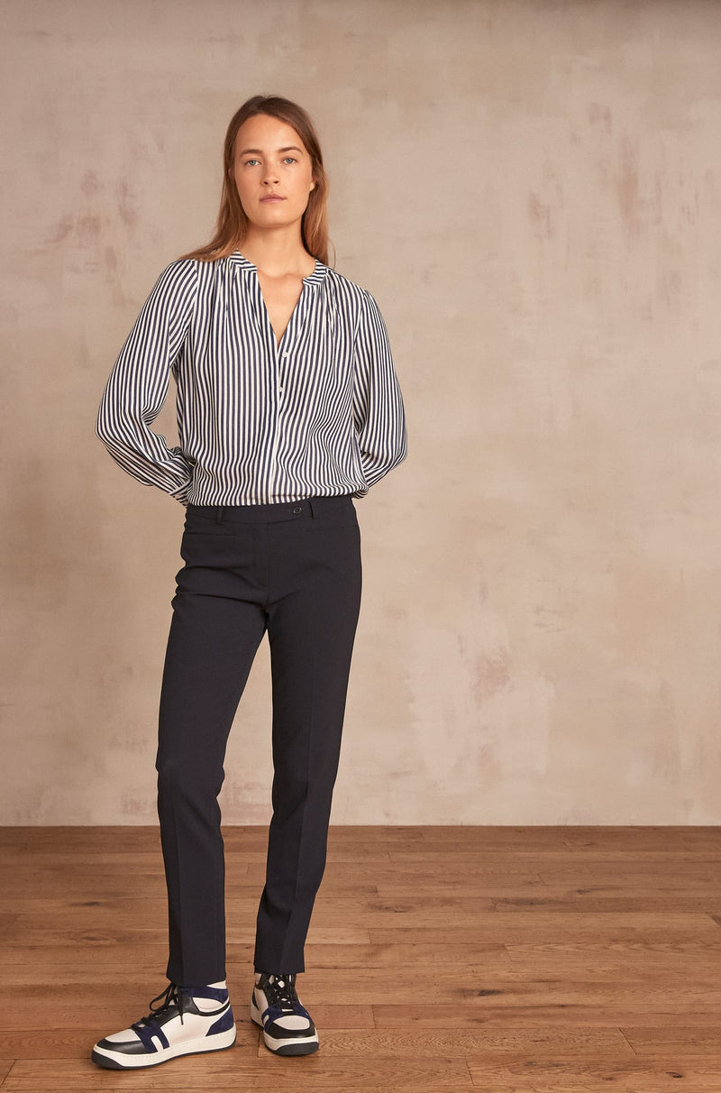 VALERO NAVY MICROFIBRE CIGARETTE TROUSERS