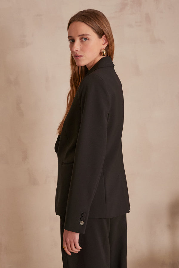 FLORINE BLACK MICROFIBRE TAILORED JACKET
