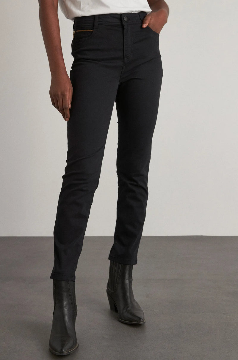 SULTAN BLACK SLIM-FIT COTTON SATIN JEANS