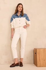 PATIENCE WHITE STRAIGHT-LEG COTTON JEANS