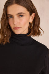 FERGUIE BLACK COTTON TURTLENECK T-SHIRT