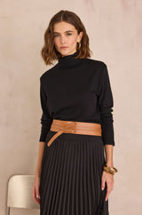 FERGUIE BLACK COTTON TURTLENECK T-SHIRT