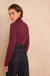 FERGUIE AUBERGINE COTTON TURTLENECK T-SHIRT