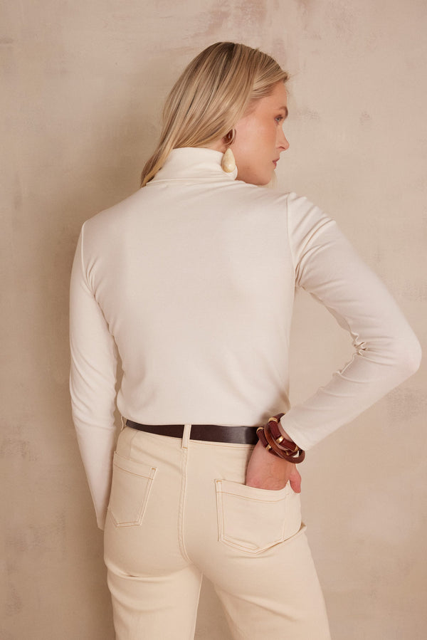FERGUIE IVORY COTTON TURTLENECK T-SHIRT