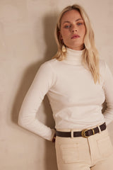 FERGUIE IVORY COTTON TURTLENECK T-SHIRT