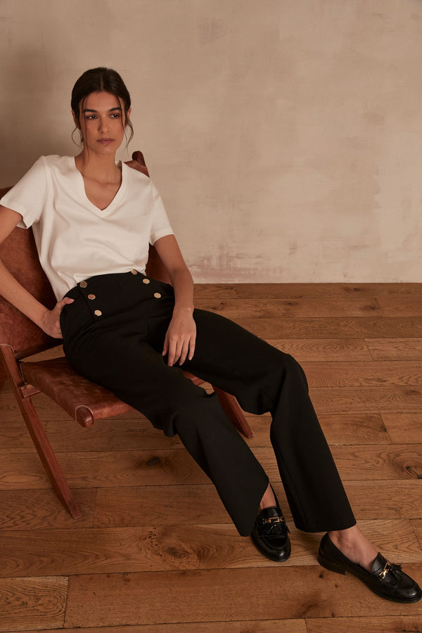 HUBERT FLARED BLACK SAILOR TROUSERS