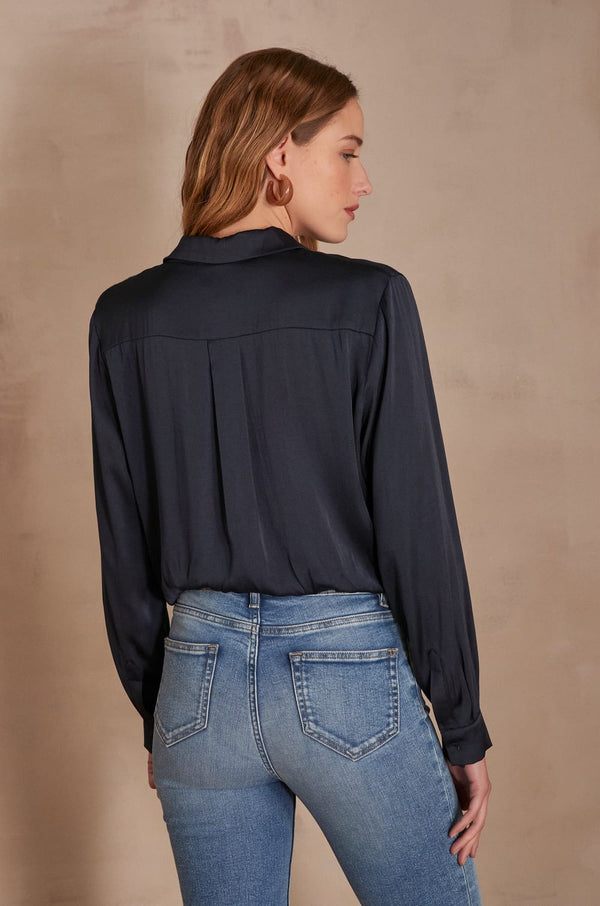 CARLA INK SATIN-LOOK FLOWING BLOUSE