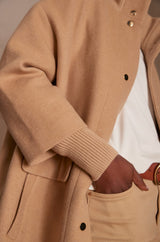 MAGDA STRAIGHT CAMEL RECYCLED WOOL COAT