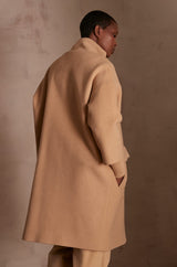 MAGDA STRAIGHT CAMEL RECYCLED WOOL COAT