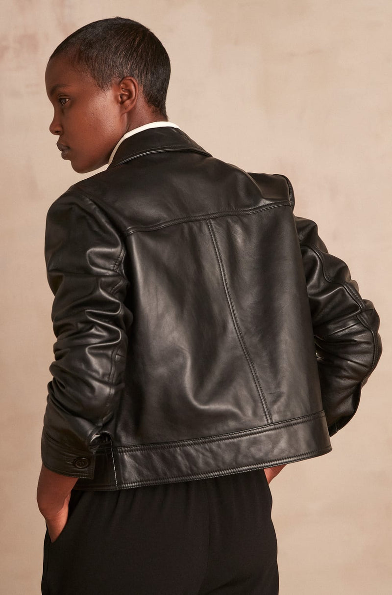 DONNA SHORT BLACK LEATHER JACKET