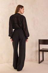 LAYLA BLACK WIDE-LEGGED TROUSERS
