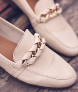 VALERIE CREAM LEATHER LOAFERS