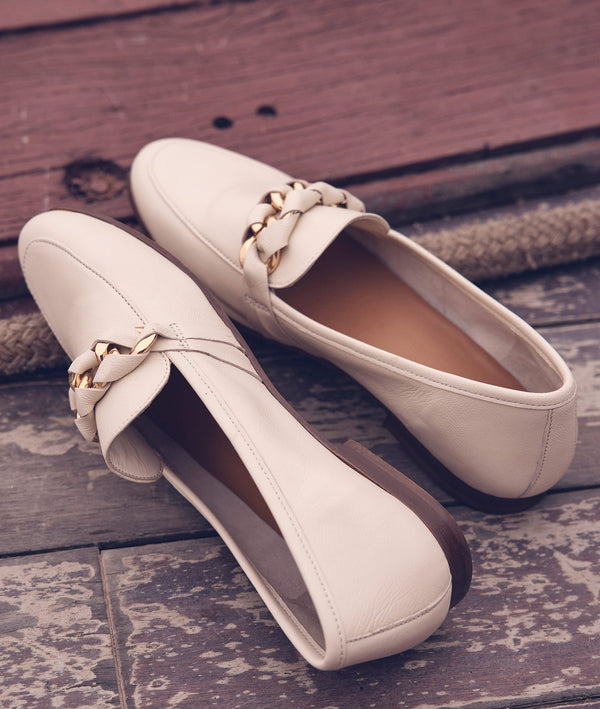 VALERIE CREAM LEATHER LOAFERS