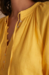 GWYNETH YELLOW BUTTONED LINEN DRESS