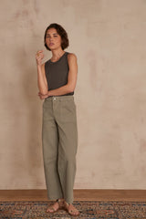 SELYNA ALMOND GREEN WIDE LEG JEANS