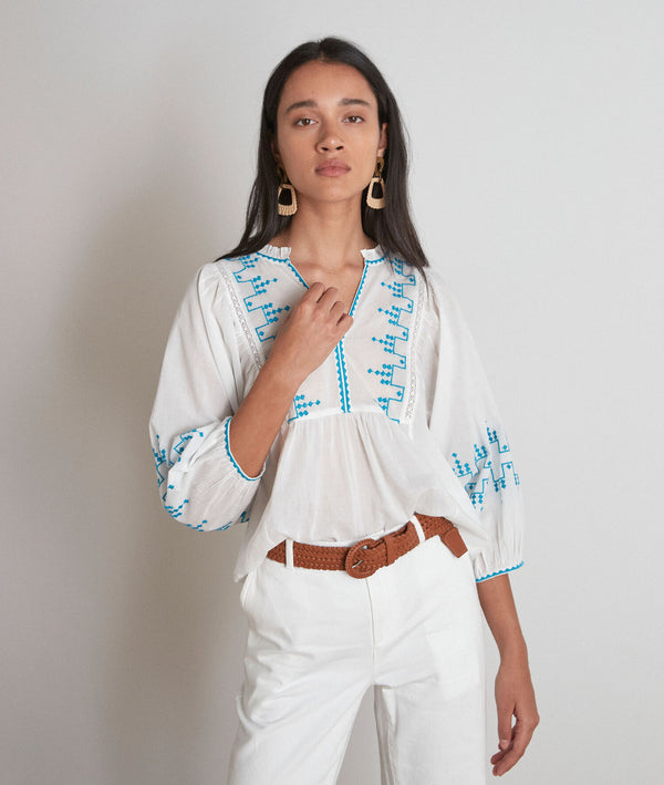 MAYA WHITE EMBROIDERED BLOUSE