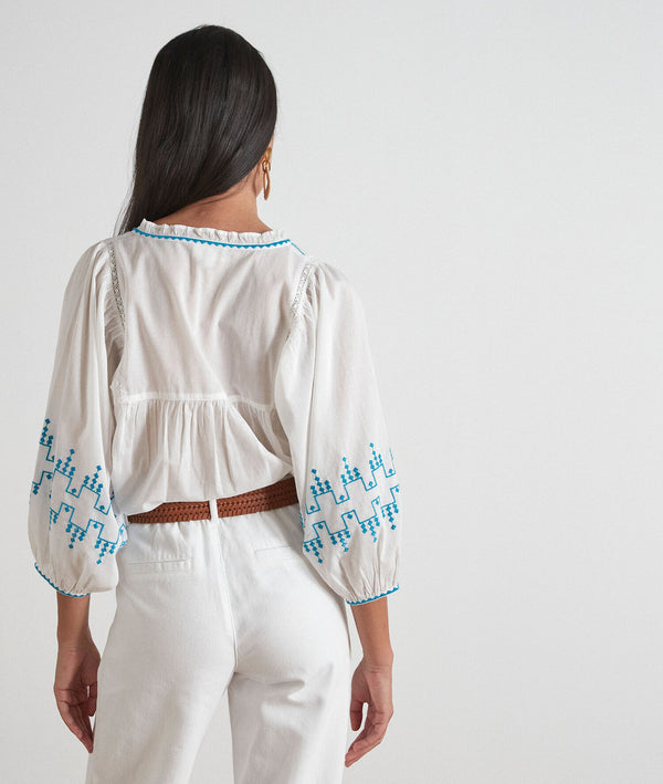 MAYA WHITE EMBROIDERED BLOUSE