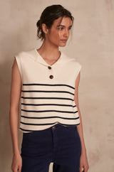 ANGELO ECRU SLEEVELESS JUMPER