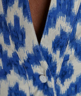 CLAUDIA BLUE ELEGANT GRAPHIC PRINT MAXI SHIRT DRESS