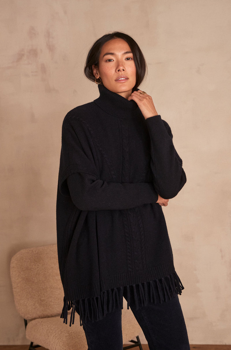 ALENA NAVY PONCHO