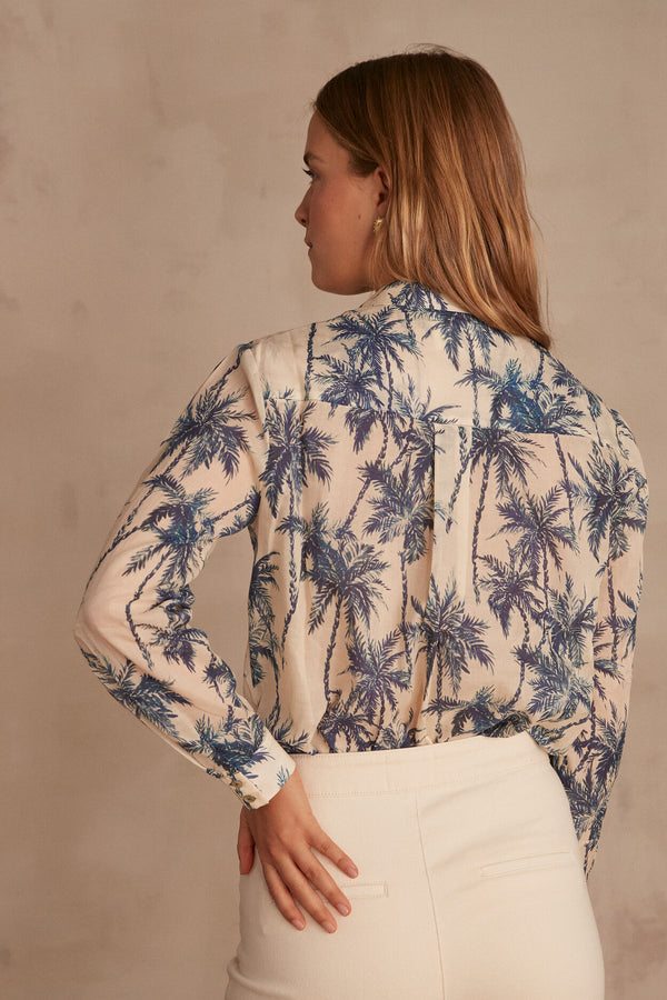 COLETTE PETROLE PALM PRINT SHIRT