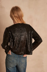 BRIGHT BLACK SEQUINNED JACKET