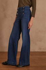 OXAN NAVY BLUE WIDE-LEG JEANS