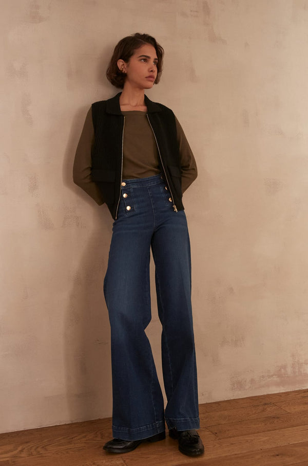 OXAN NAVY BLUE WIDE-LEG JEANS