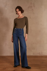 OXAN NAVY BLUE WIDE-LEG JEANS