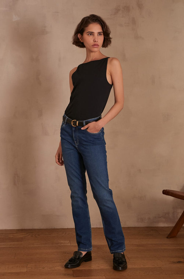 SONIA NAVY BLUE STRAIGHT-LEG JEANS