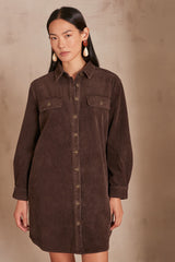 CENDRA CHOCOLATE CORDUROY DRESS