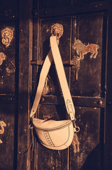 GHOST CREAM LEATHER BANANA BAG