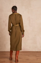 CHICA KHAKI LONG WRAP DRESS