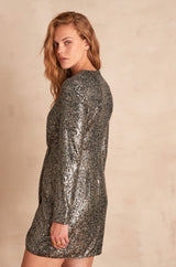 CELINA SILVER SEQUINS DRESS