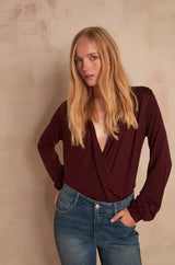 PERSEE BURGUNDY WRAP T-SHIRT