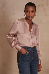 MARIE ROSEWOOD SILKY BLOUSE