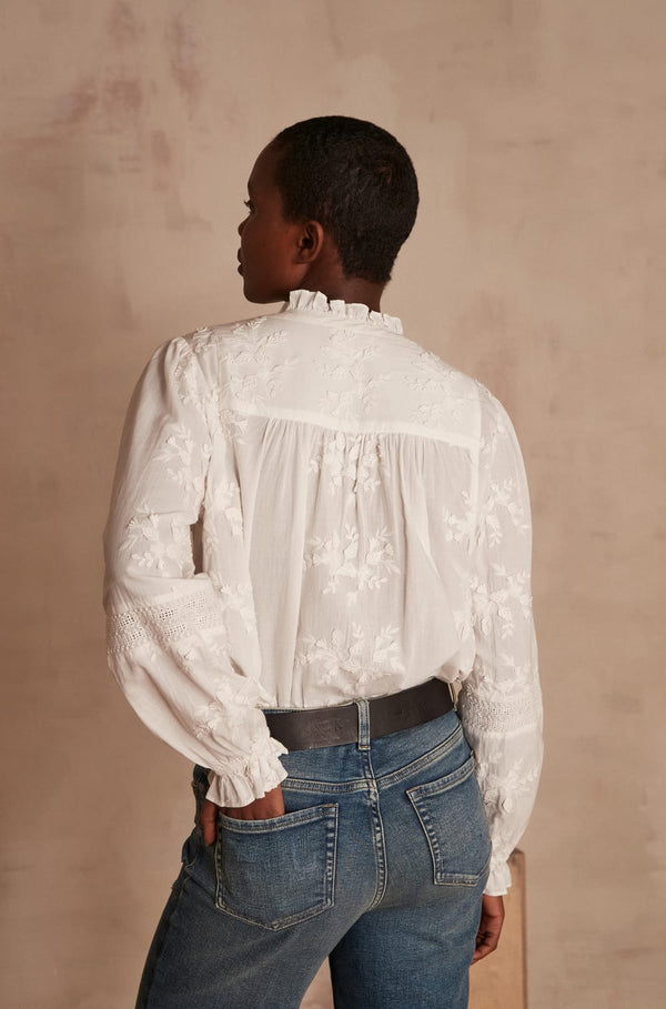 CASSANDRE IVORY EMBROIDERED BLOUSE