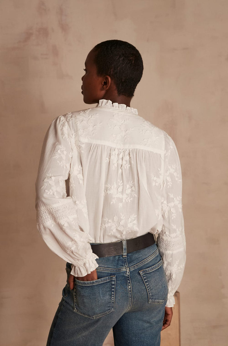 CASSANDRE IVORY EMBROIDERED BLOUSE