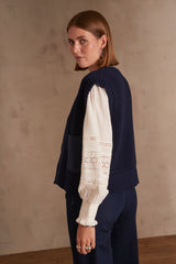 LAURENA NAVY BLUE SLEEVELESS CARDIGAN