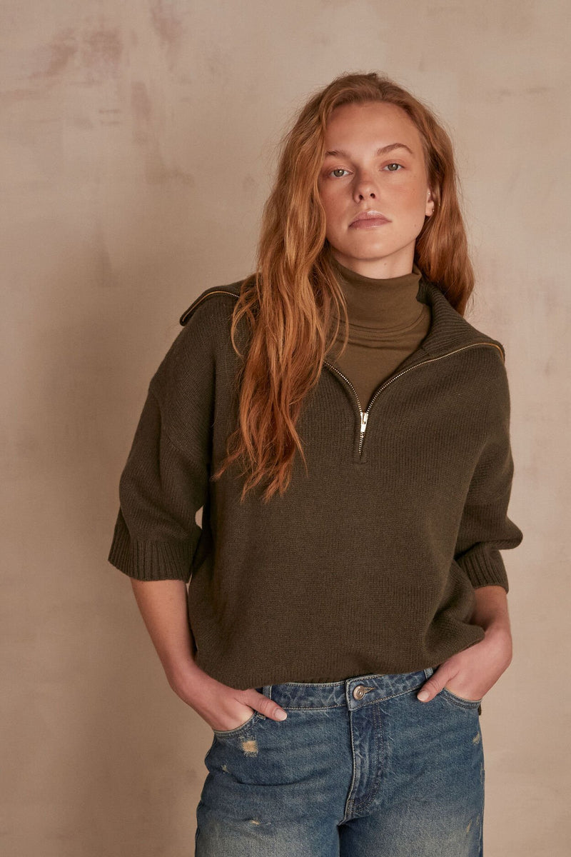 LEWIS GREEN HALF-ZIP PULLOVER